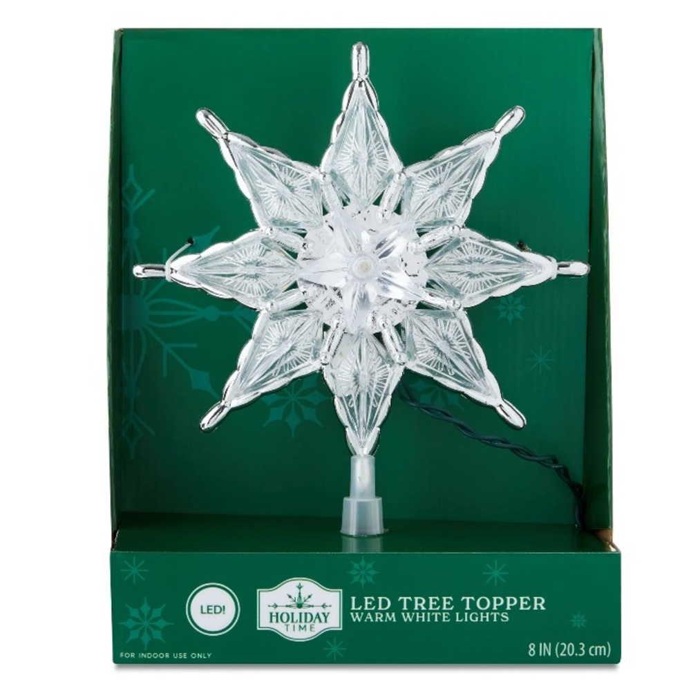 LED Silver 8” Christmas Tree Topper